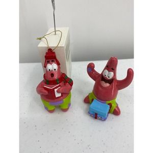 SpongeBob Patrick Christmas Ornaments  3 1/2” tall 2003 Set of 2